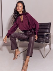 Lipsy Burgundy Red Straight Leg Jeans - Image 5 of 6