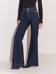 Lipsy Rinse Wash Rinse High Waist Relaxed Flare Jeans - Image 2 of 6
