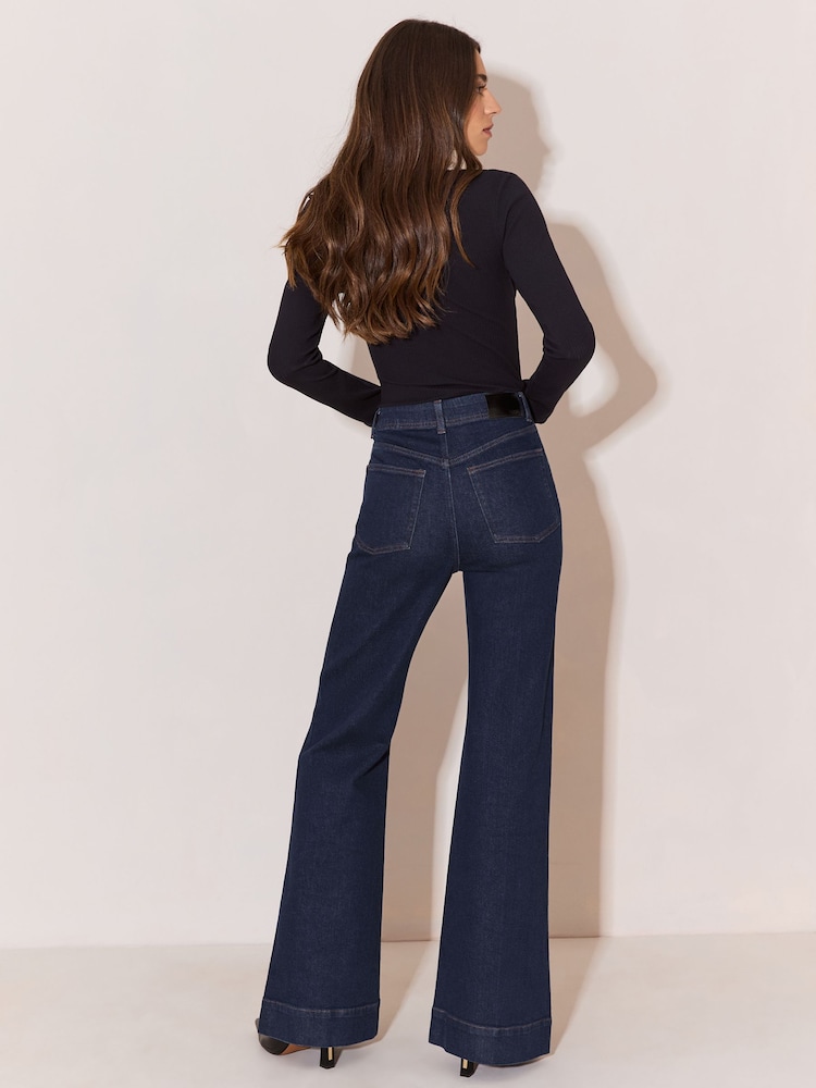 Lipsy Rinse Wash Rinse High Waist Relaxed Flare Jeans - Image 6 of 6