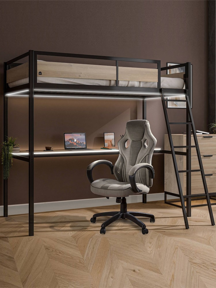 XR Living Oak Black Denver High Sleeper With App Controlled LED Lights - Image 1 of 6