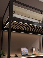 XR Living Oak Black Denver High Sleeper With App Controlled LED Lights - Image 3 of 6