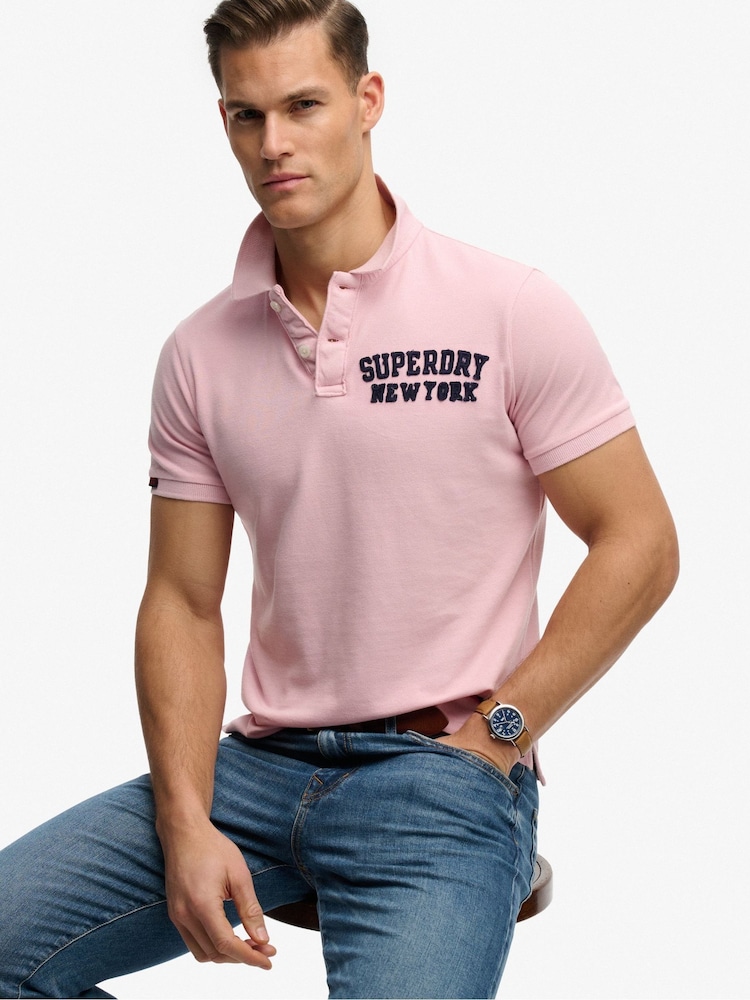 Superdry Pink Vintage Athletic Polo Shirt - Image 1 of 7