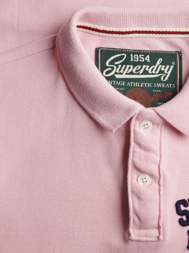 Superdry Pink Vintage Athletic Polo Shirt - Image 7 of 7