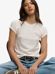 Superdry White Athletic Essentials Slub Graphic T-Shirt - Image 1 of 6