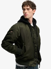 Superdry Green Hooded MA1 Bomber Jacket - Image 1 of 8