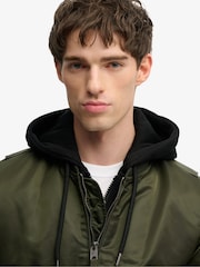 Superdry Green Hooded MA1 Bomber Jacket - Image 3 of 8