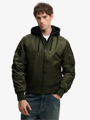 Superdry Green Hooded MA1 Bomber Jacket - Image 4 of 8