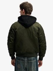 Superdry Green Hooded MA1 Bomber Jacket - Image 5 of 8