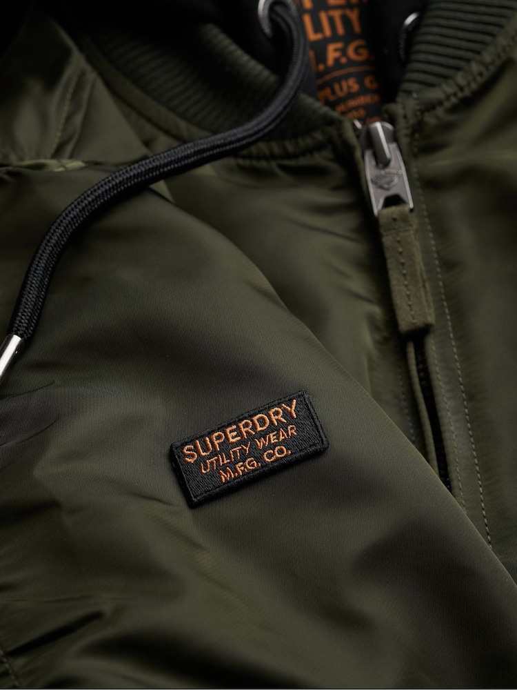Superdry Green Hooded MA1 Bomber Jacket - Image 8 of 8