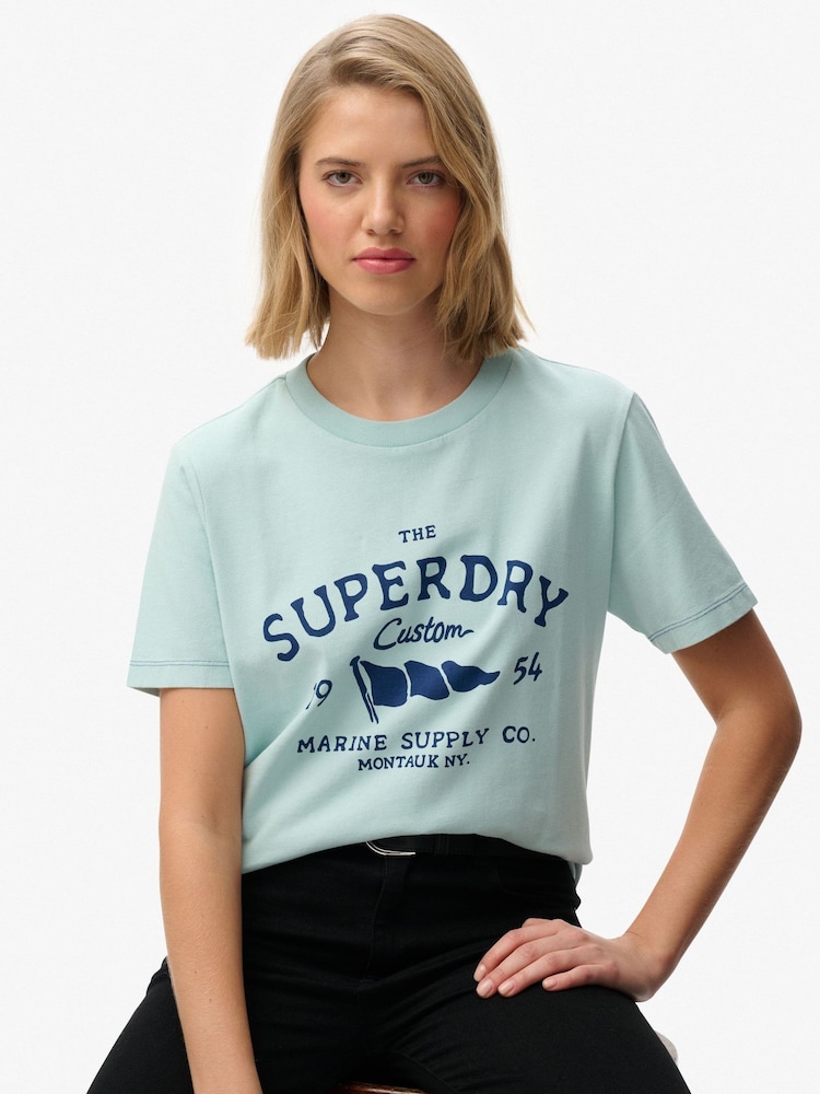 Superdry Blue Heritage Hamptons T-Shirt - Image 1 of 5 Superdry Blue Heritage Hamptons T-Shirt - Image 1 of 5