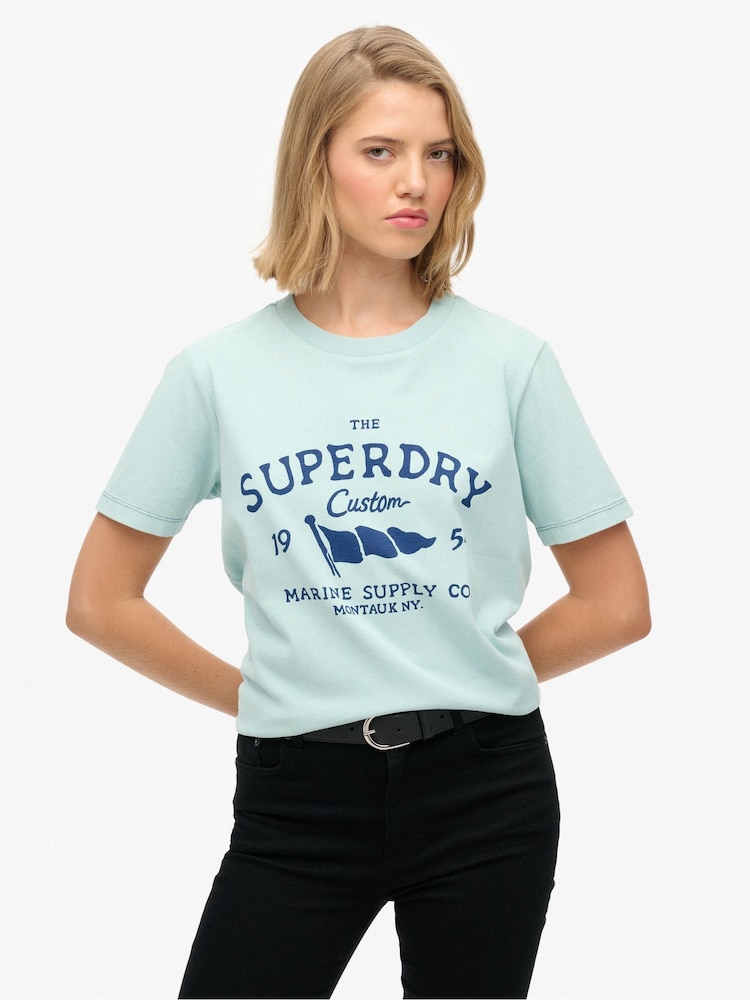 Superdry Blue Heritage Hamptons T-Shirt - Image 2 of 5 Superdry Blue Heritage Hamptons T-Shirt - Image 2 of 5