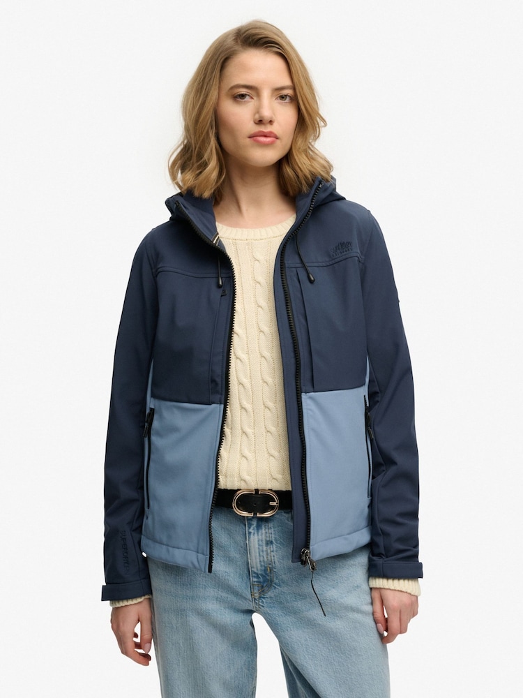 Superdry Blue Hooded Colourblock Trekker Jacket - Image 1 of 7