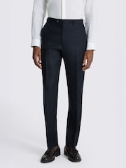 MOSS Blue Regular Fit Twill Linen Suit Trousers - Image 1 of 3