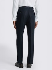 MOSS Blue Regular Fit Twill Linen Suit Trousers - Image 2 of 3