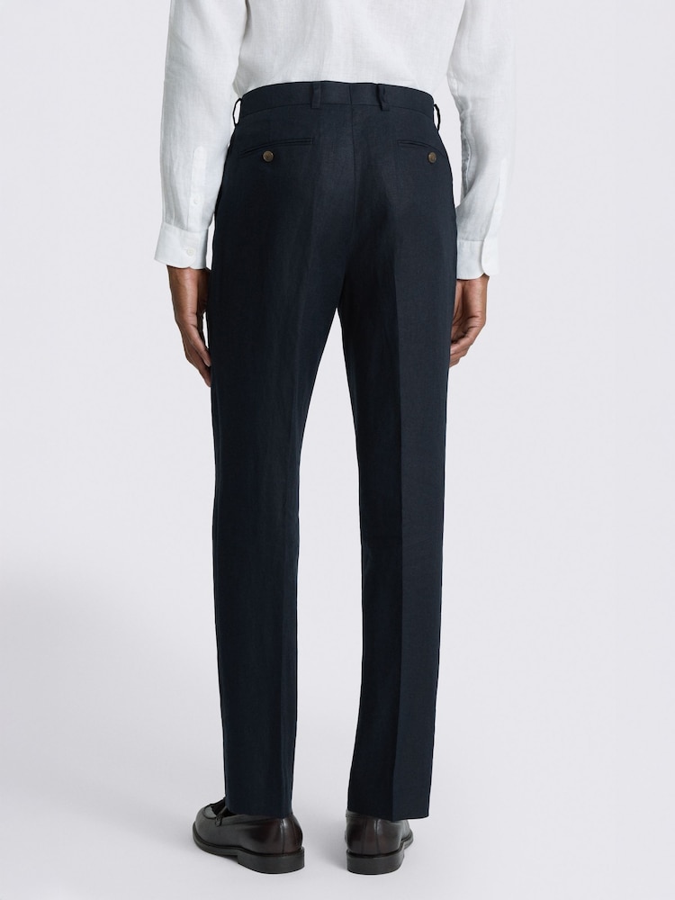 MOSS Blue Regular Fit Twill Linen Suit Trousers - Image 2 of 3