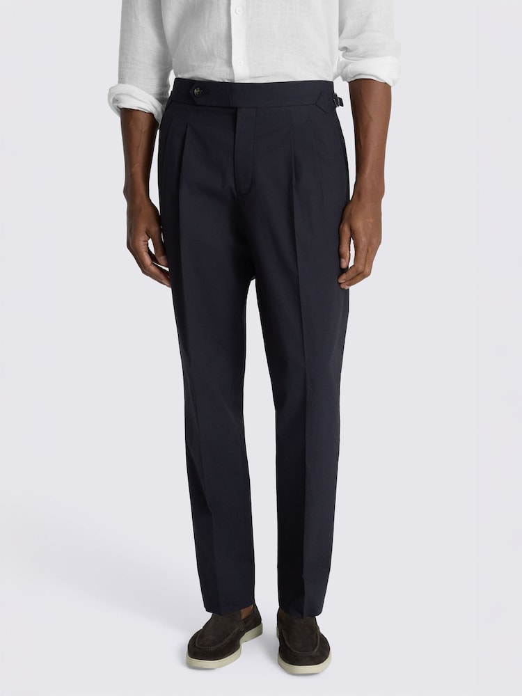 Azul marino - MOSS Cotton Pleated Trousers - Imagen 1 de 4