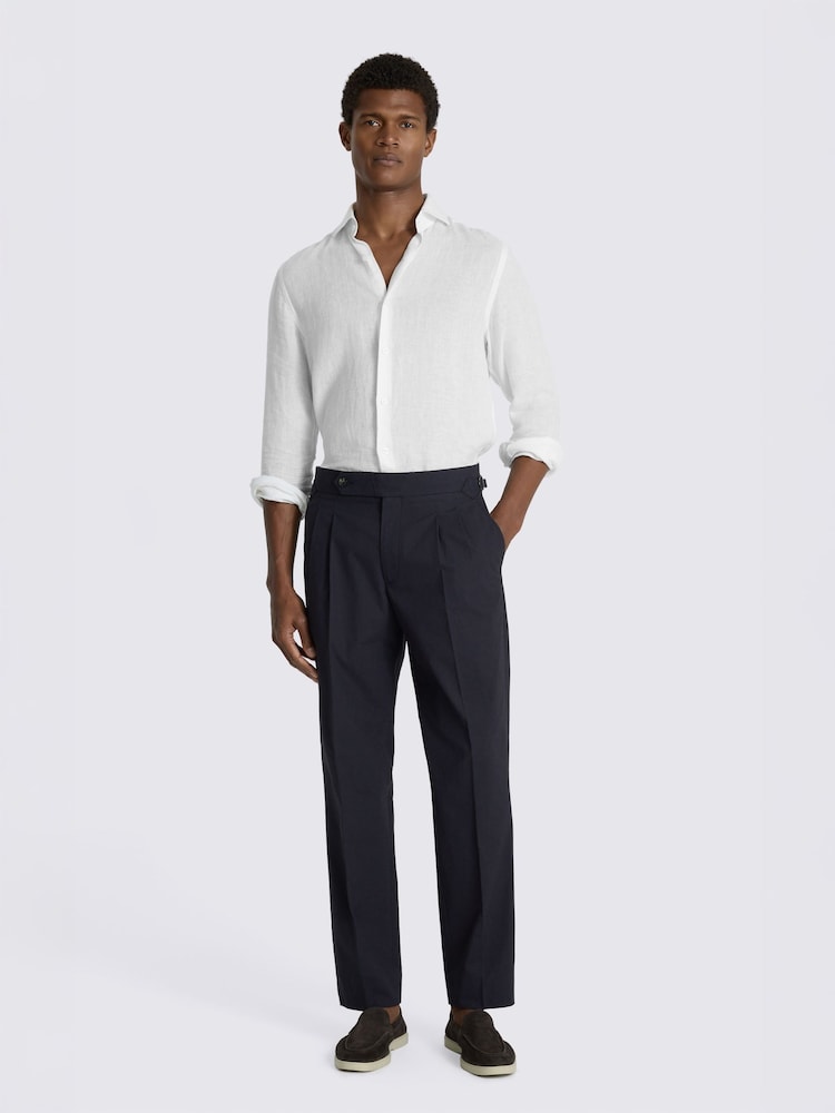 Azul marino - MOSS Cotton Pleated Trousers - Imagen 2 de 4