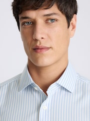 MOSS Blue Tailored Fit Bengal Stripe Non Iron Shirt - Image 2 of 2