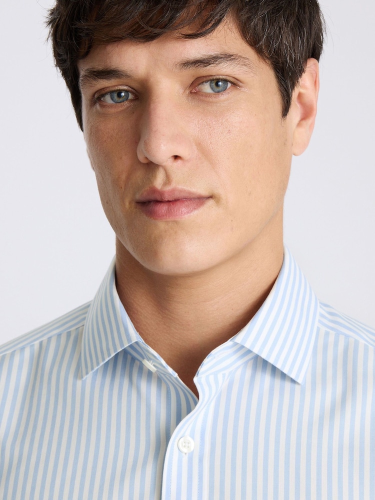 MOSS Blue Tailored Fit Bengal Stripe Non Iron Shirt - Image 2 of 2