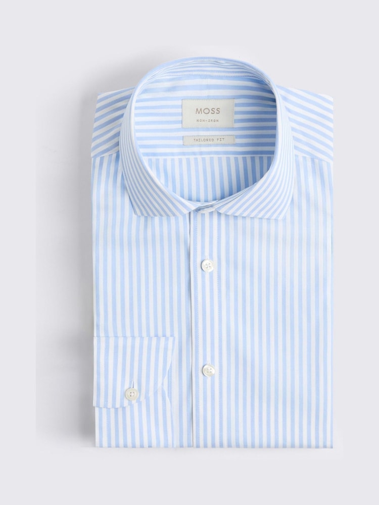 MOSS Tailored Fit Bengal Stripe Non Iron Cotton Shirt - Imagen 3 de 3