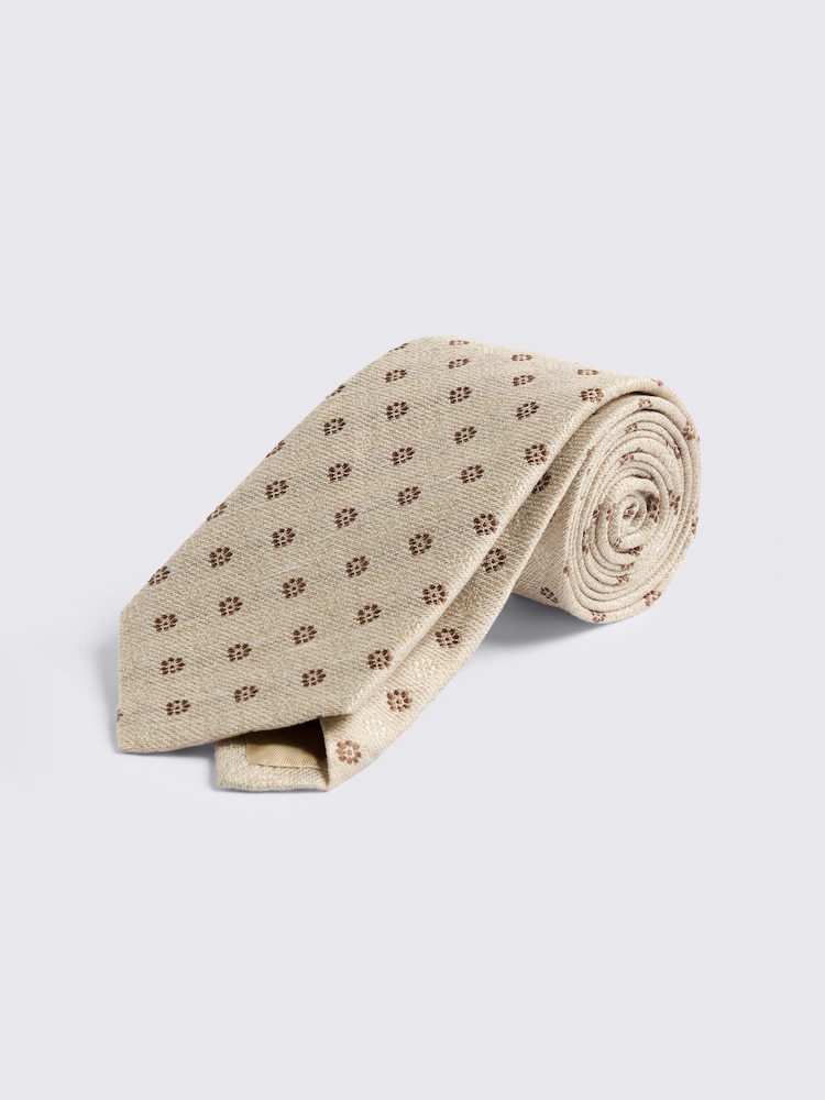 MOSS Neutral, Copper & Off White Italian Medallion Tie - Image 1 of 2