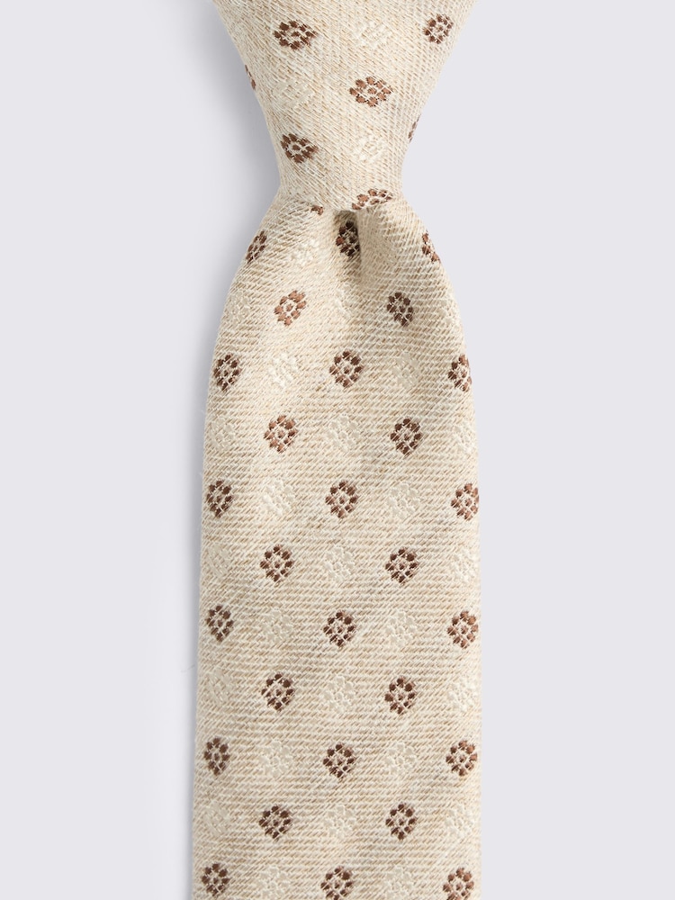 MOSS Neutral, Copper & Off White Italian Medallion Tie - Image 2 of 2