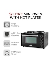 Tower Black Mini Oven with Hot Plates - Image 2 of 4