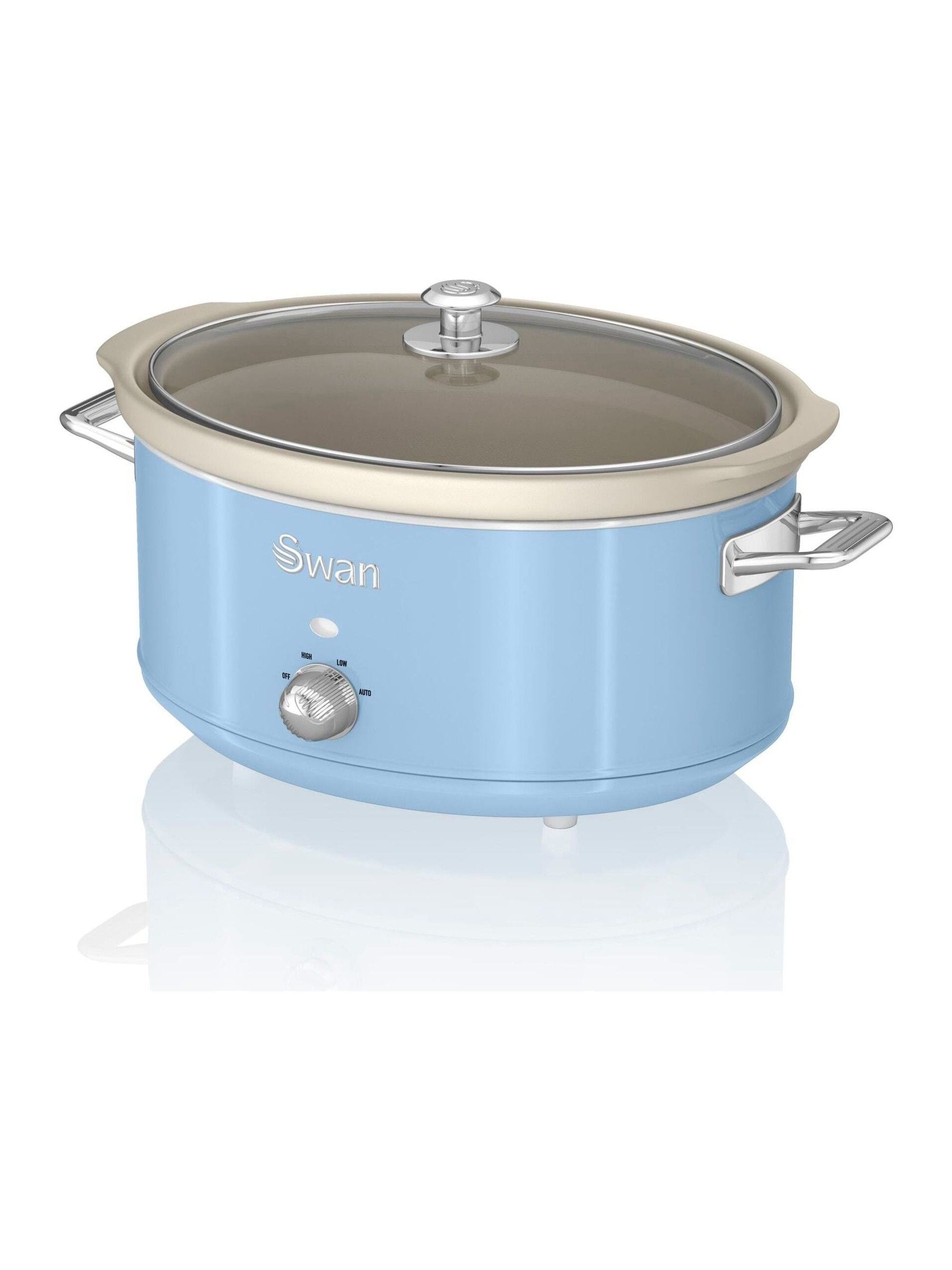Swan Retro Slow Cooker with 3 Temperature Settings, Keep Warm Function, Removable Dishwasher Safe Pot, Up to 8 Portions, 6.5L, 320W, Retro Blue, SF17031BLN - Image 7