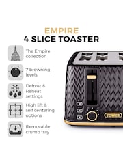 Tower Black Empire 4 Slice Toaster - Image 2 of 9