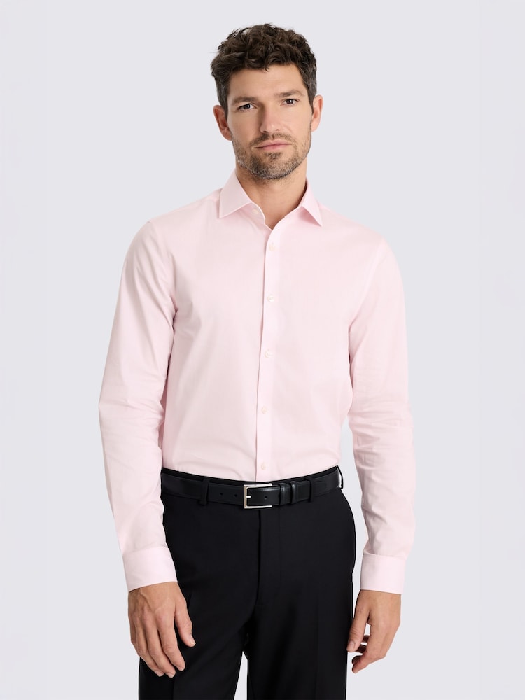 MOSS Pink Slim Fit Stretch Shirt - Image 1 of 2