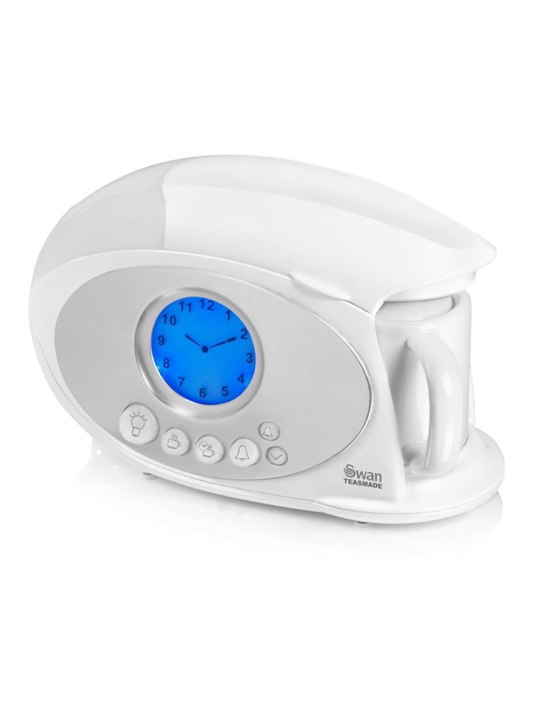 Swan White Teasmade with LCD Analogue Clock Light and Alarm - Image 1 of 1
