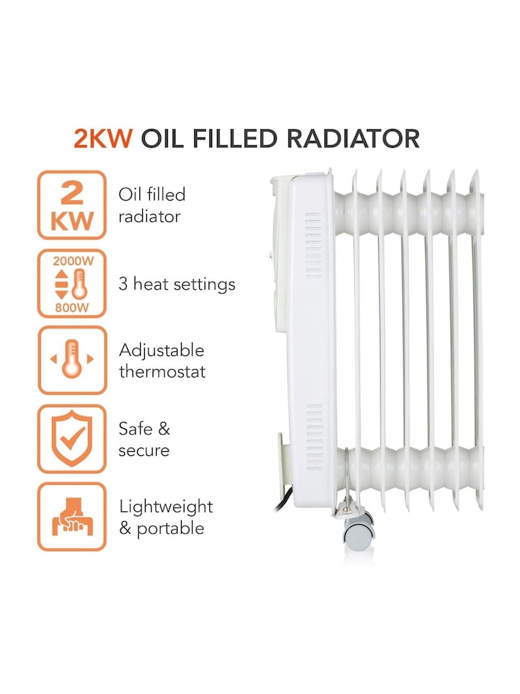 Warmlite White 2000W Oil Filled Radiator - Image 2 of 4