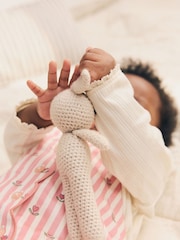 Pink Floral Stripe Long Sleeve Bodysuit And Woven Dungarees Set 2 Piece (0mths-2yrs) - Image 5 of 12