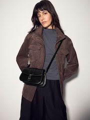 Black Belted Saddle Cross-Body Bag - Image 1 of 8