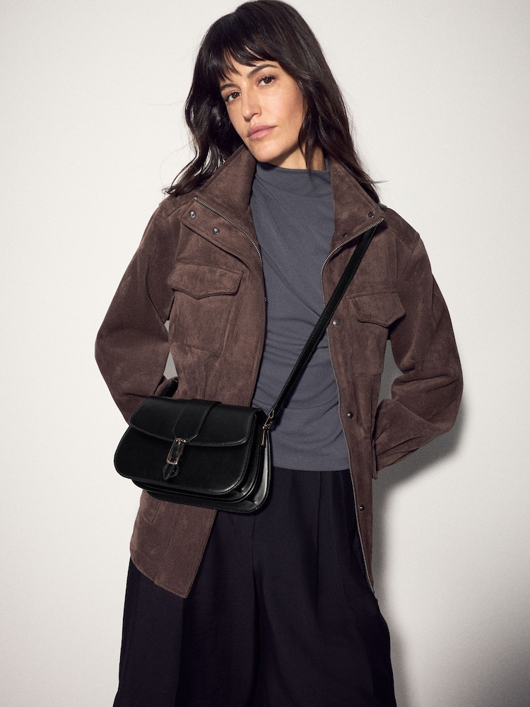 Black Belted Saddle Cross-Body Bag - Image 1 of 8
