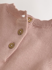 Pink Twofer Knit & Mesh Baby Dress & Tights Set 2 Piece (0mths-2yrs) - Image 4 of 5