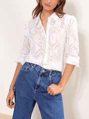 Lipsy White Geo Burnout Long Sleeve Shirt - Image 5 of 5