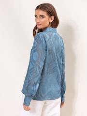 Lipsy Blue Geo Burnout Long Sleeve Shirt - Image 4 of 5
