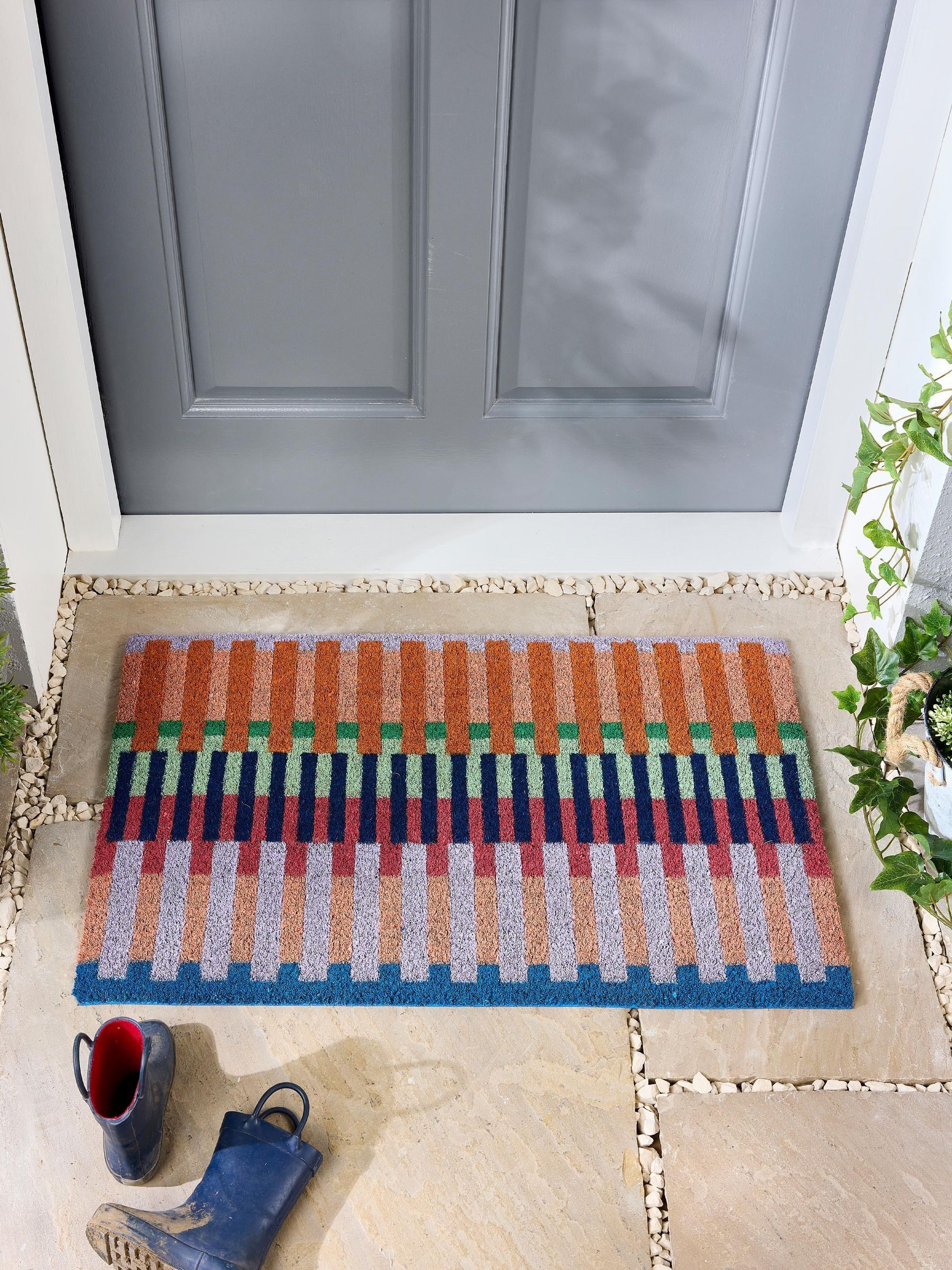 My Mat Orange Broken Stripe Coir Doormat