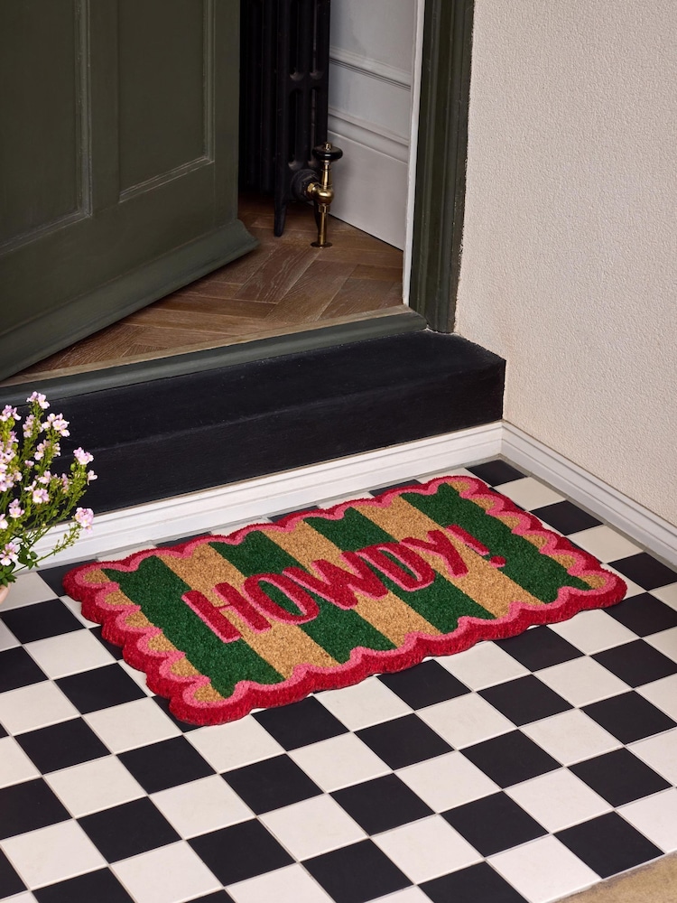 My Mat Red Howdy Stripe Coir Doormat - Image 1 of 3