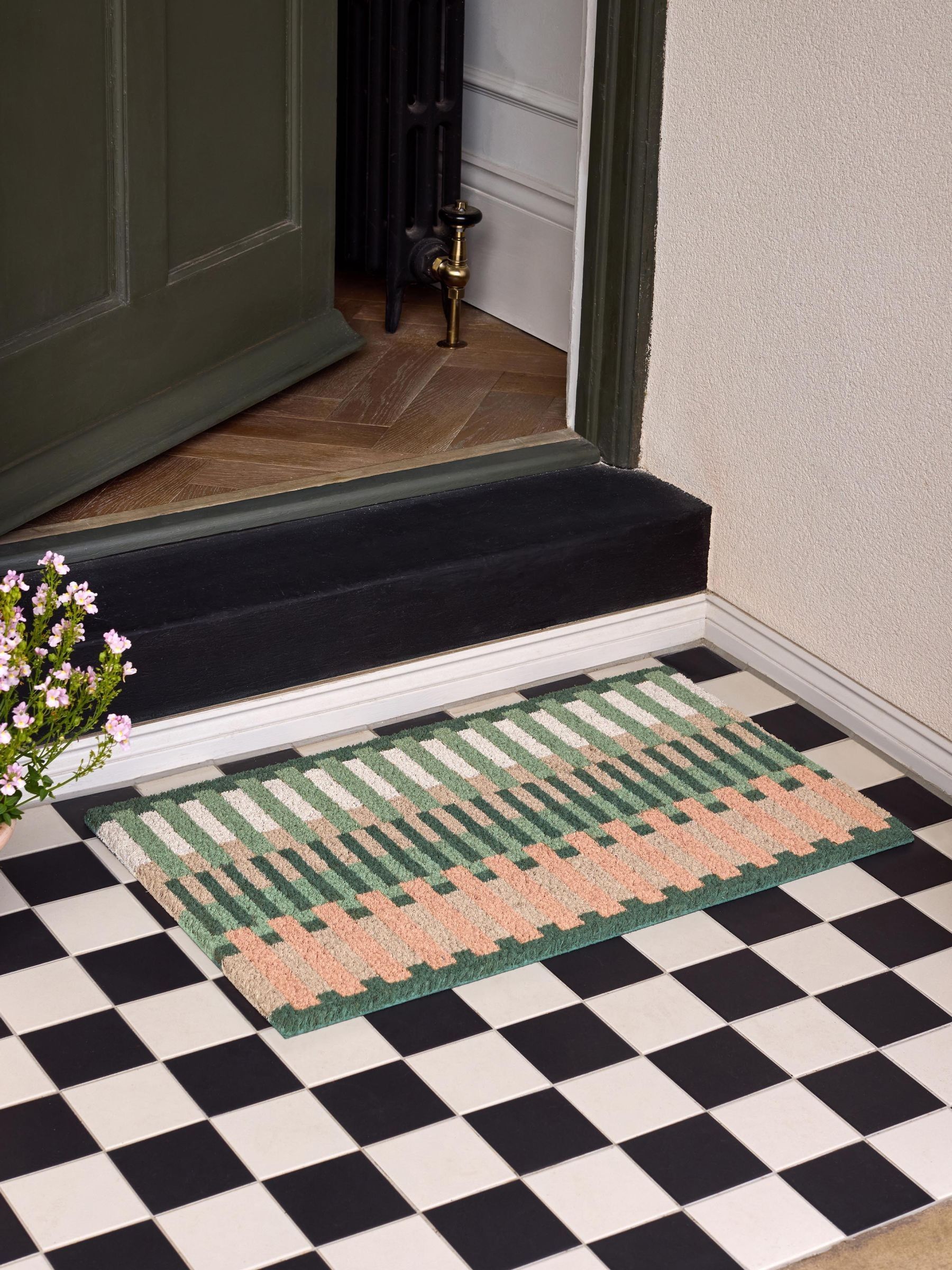 My Mat Pink Broken Stripe Coir Doormat