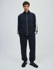 The Set Side Stripe Co-ord Sweat Top & Joggers Set Dark Navy - Image 1 of 8