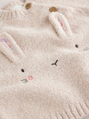 Ecru Bunny Knitted Jumper and Floral Leggings Baby Set 2 Piece (0mths-2yrs) - Image 4 of 6