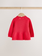 Rød - Sett med rysjestrikket Baby Sløyfe Cardigans og Leggings 2 Pieces (0mnd–2år) - Bilde 5 av 10