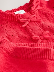 Rød - Sett med rysjestrikket Baby Sløyfe Cardigans og Leggings 2 Pieces (0mnd–2år) - Bilde 7 av 10
