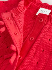 Rød - Sett med rysjestrikket Baby Sløyfe Cardigans og Leggings 2 Pieces (0mnd–2år) - Bilde 8 av 10