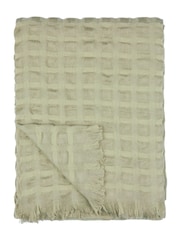 Wylder Sage Walton Waffle Fringed Throw - Image 2 of 4