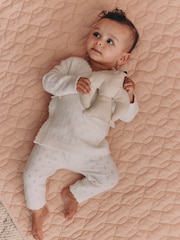 Ecru Cashmere Blend Knitted Wrap Over Cardigan and Leggings Baby 2 Piece Set (0mths-2yrs) - Image 1 of 5