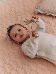 Ecru Cashmere Blend Knitted Wrap Over Cardigan and Leggings Baby 2 Piece Set (0mths-2yrs) - Image 3 of 5
