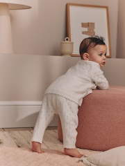 Ecru Cashmere Blend Knitted Wrap Over Cardigan and Leggings Baby 2 Piece Set (0mths-2yrs) - Image 5 of 5